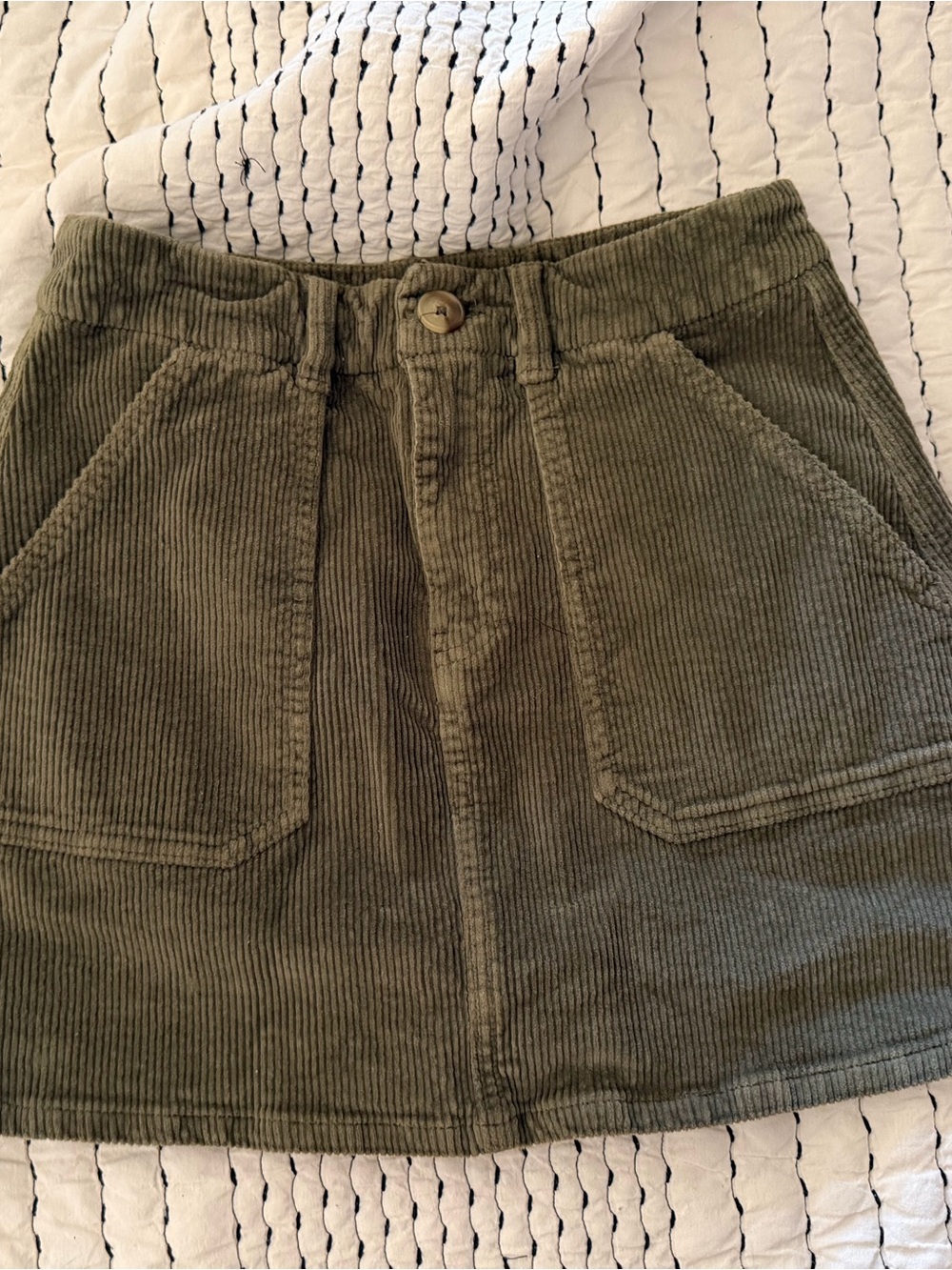 American Eagle Outfitters Olive Corduroy Mini Skirt